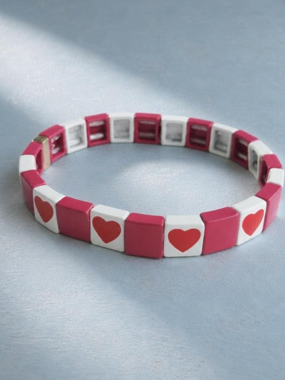 Roxanne Assoulin Pink White All Heart Stretch Bracelet